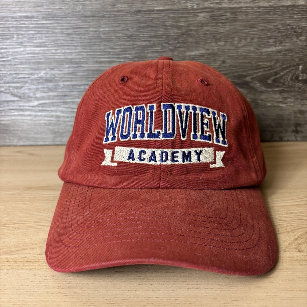 Worldview Academy Hat Cap Strap Back Red Embroidered Logo Mens Richardson Canvas